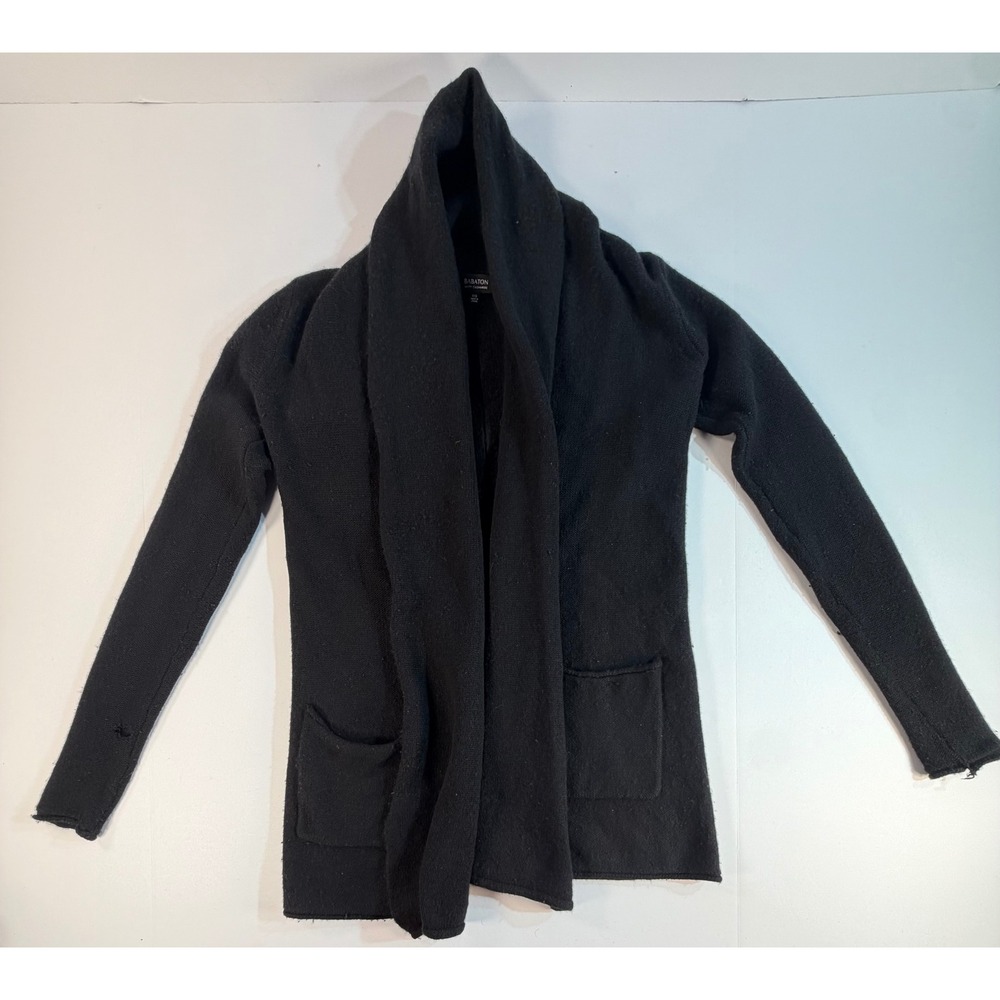 Babaton Aritzia Black Wool Cashmere Shawl Collar Open Front Cardigan XXS